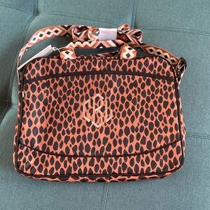 NWT MarleyLilly laptop bag, embroidered CBL on front. Cheetah print with strap.